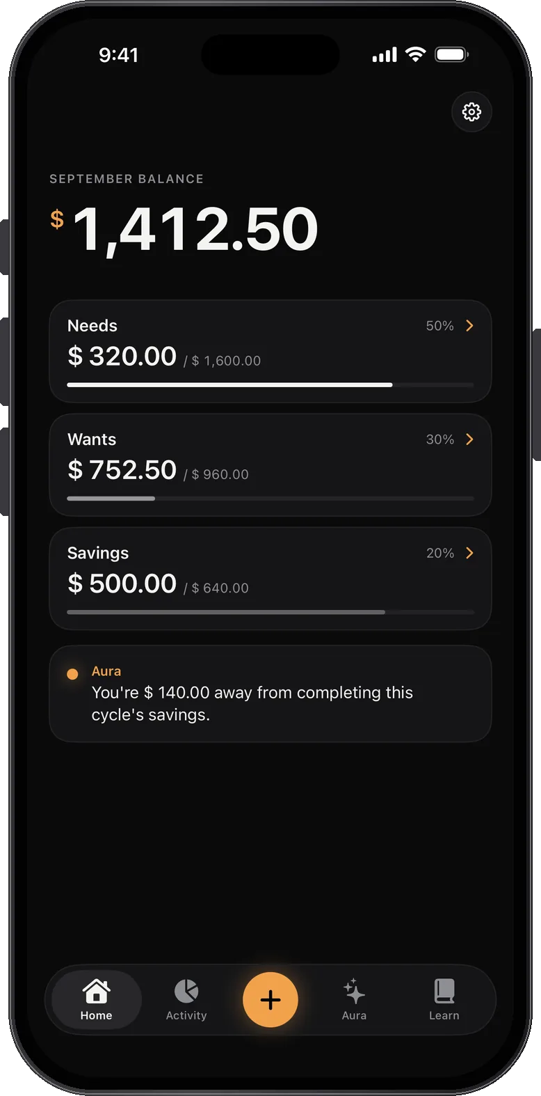 Toki — Organize your money with the 50/30/20 rule.